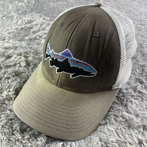 Patagonia Hat Cap Mens Adjustable Gray White Fitz Roy Trout Trucker Hat Mesh